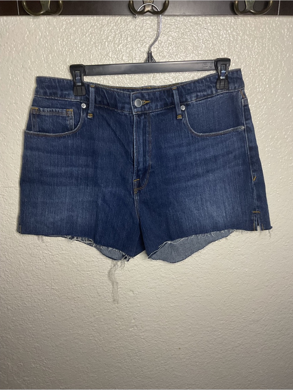 Good American Dark Blue Denim Cutoff Shorts